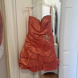 Orange strapless dress